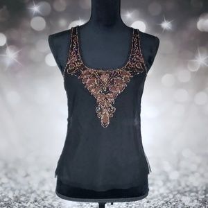 La Belle Beaded Embroidered Sheer Boho Tank